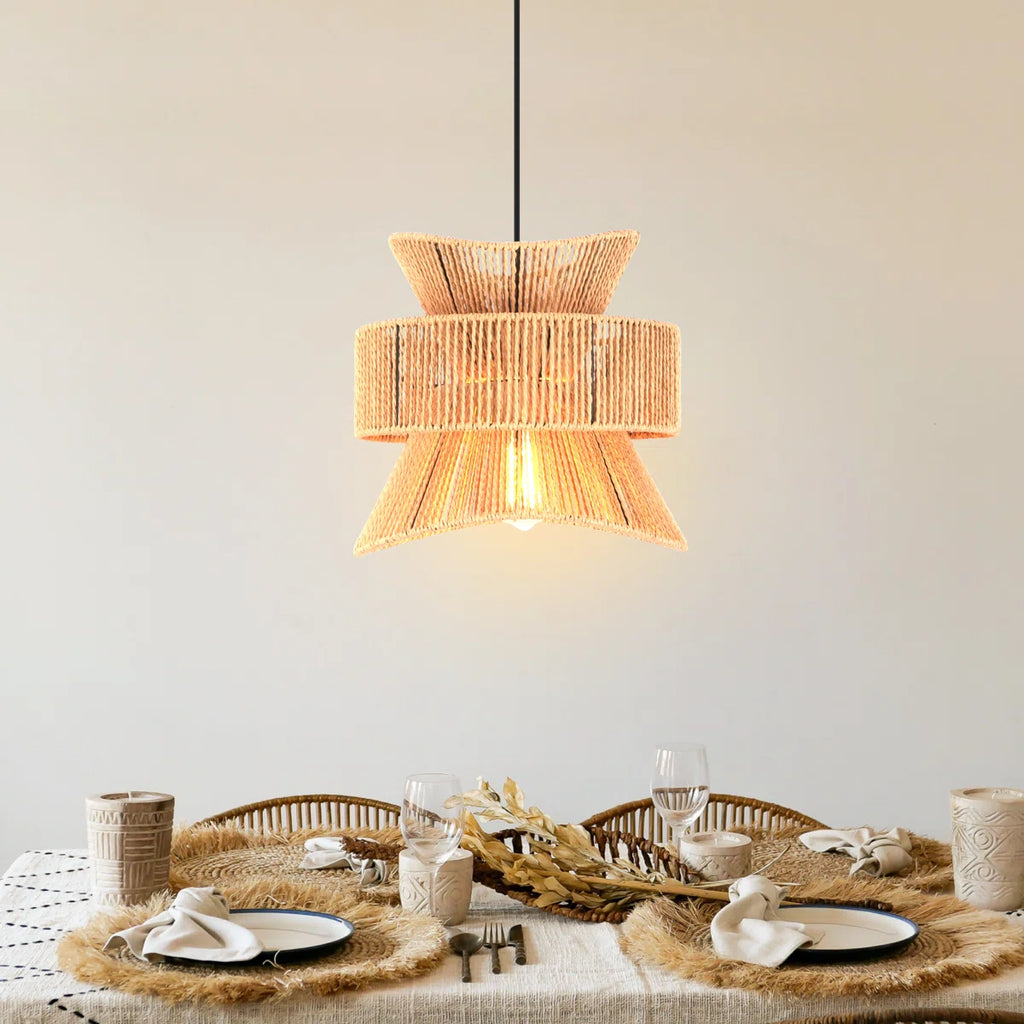 Siittoo Highwoods 1 - Light Farmhouse Boho Rattan Pendant Light