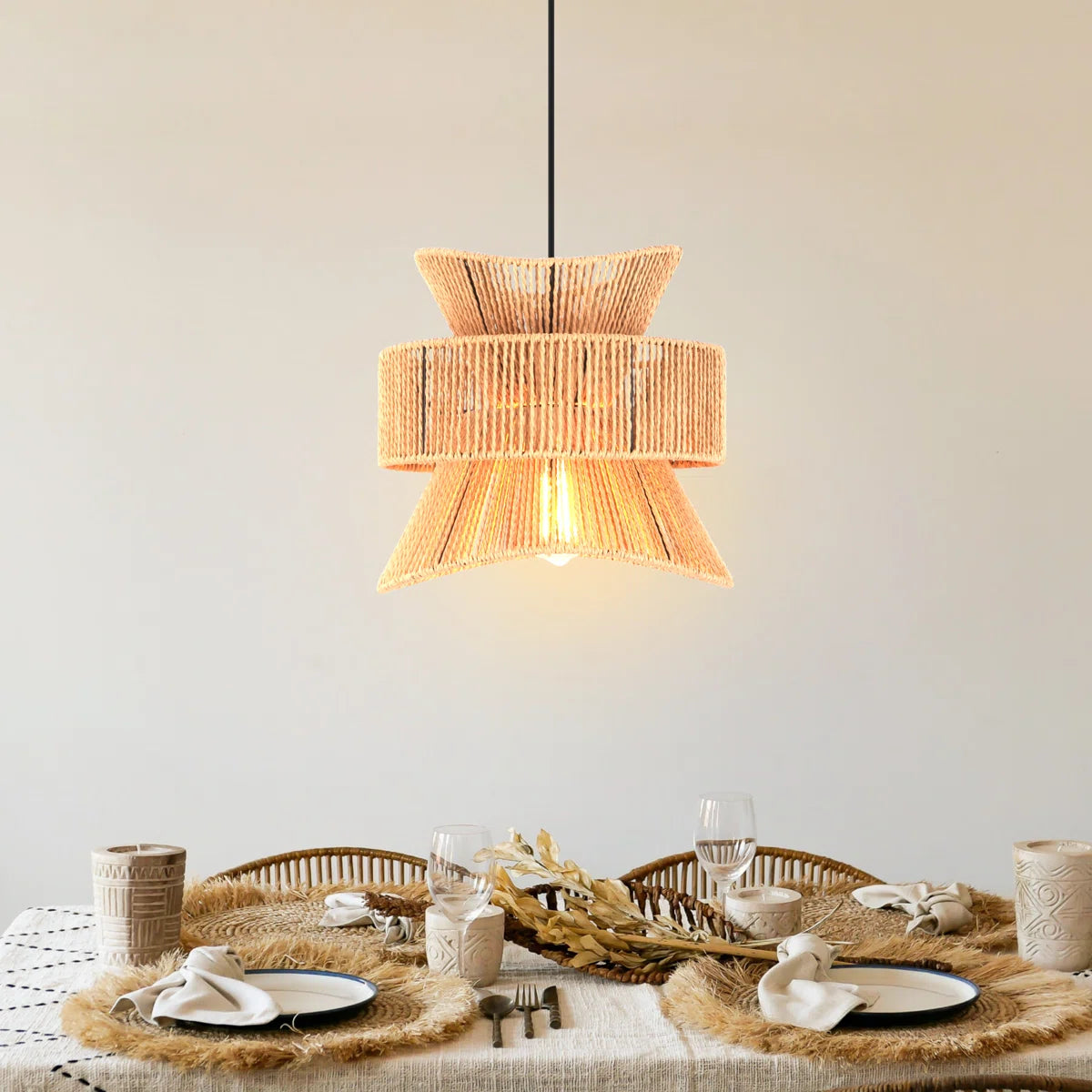Siittoo Highwoods 1 - Light Farmhouse Boho Rattan Pendant Light
