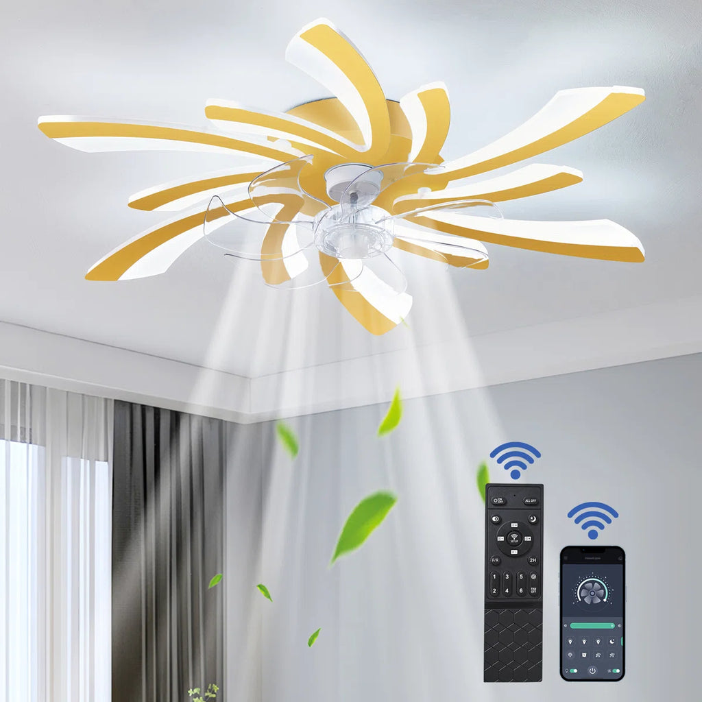 Siittoo  30.71" 7 - Blade Reversible LED Dimmable Ceiling Fan With Light And Remote
