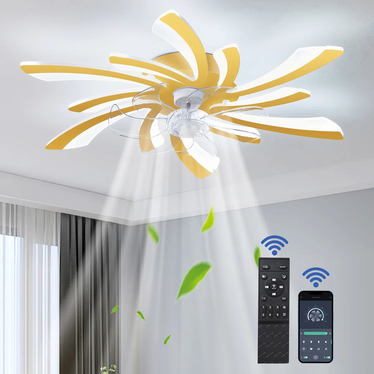 Siittoo  30.71" 7 - Blade Reversible LED Dimmable Ceiling Fan With Light And Remote