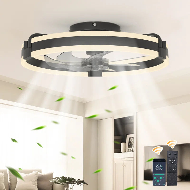 Siittoo 20" 6-Speed LED Dimmable Reversible Modern Caged Ceiling Fan With Light And Remote Control