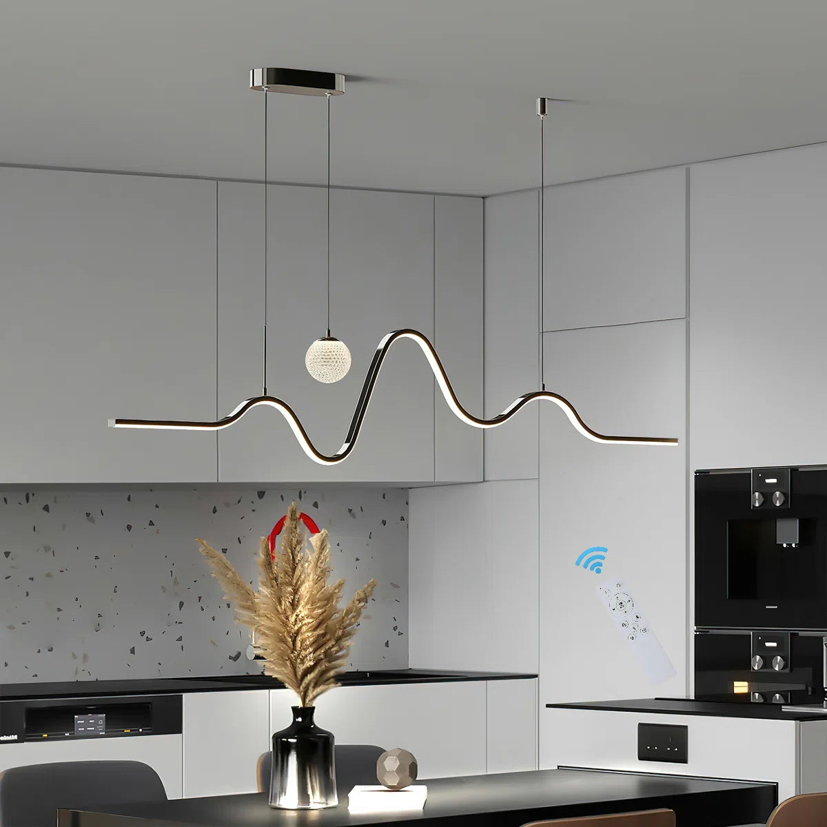 Siittoo 2 - Light Black LED Kitchen Island Pendant