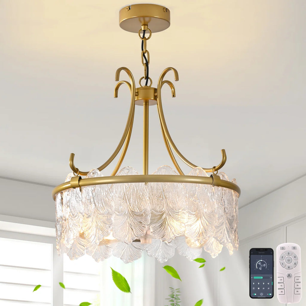 Siittoo 22.64'' Crystal Caged Chandelier Ceiling Fan With Light Kit And Remote Control