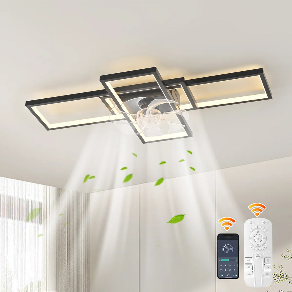 Siittoo 35.43" 7 - Blade Dimmable LED Reversible Ceiling Fan With Light And Remote Control
