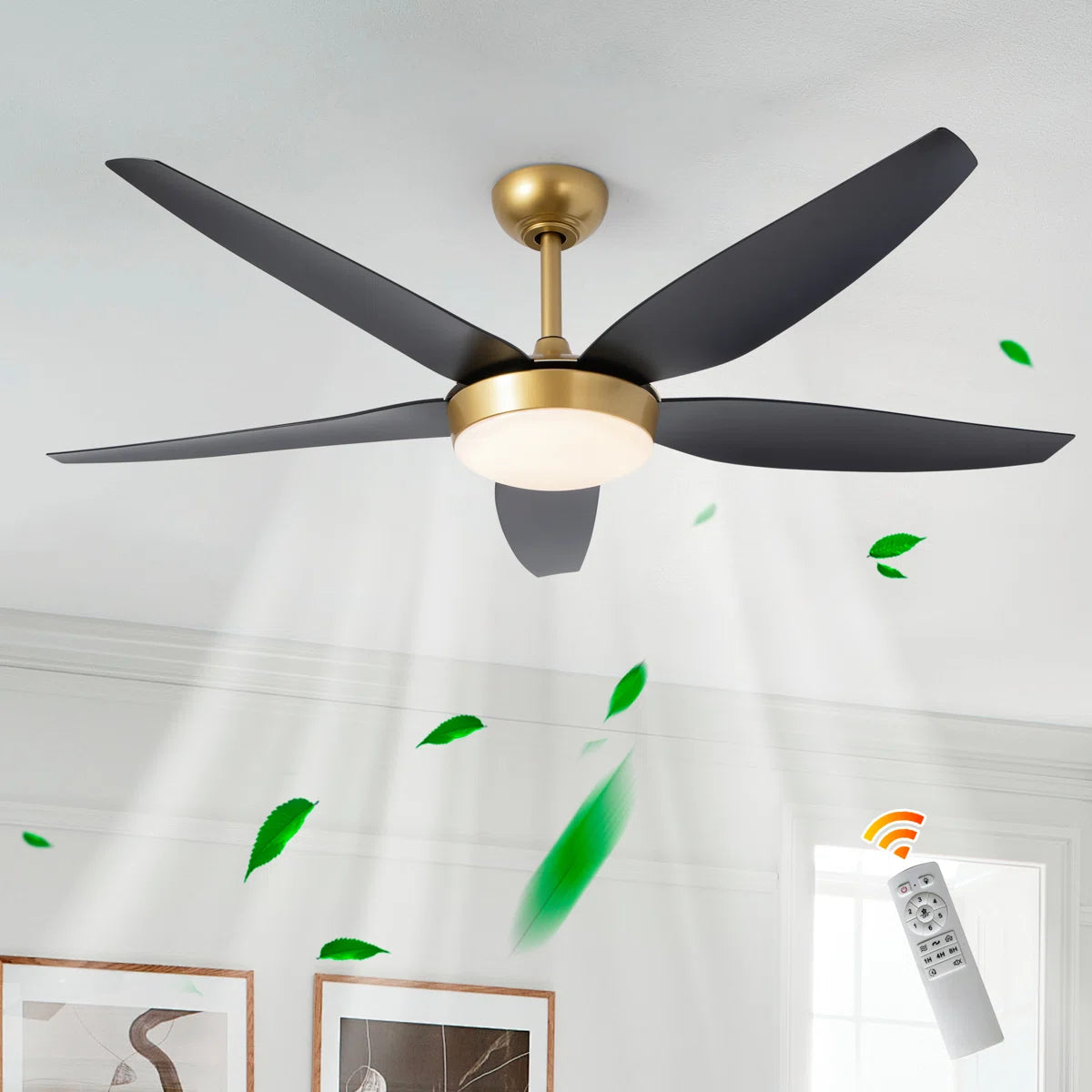Siittoo 56" 5 - Blade Reversible Ceiling Fan With LED Light and Remote Control
