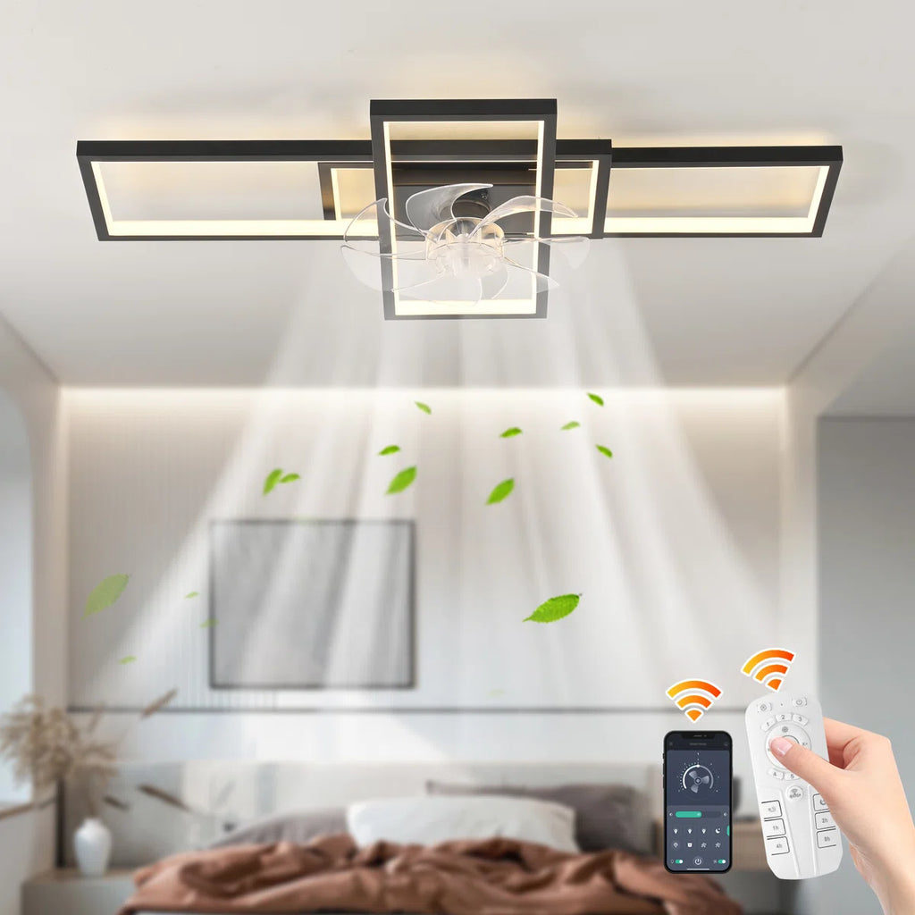 Siittoo 35.43" 7 - Blade Dimmable LED Reversible Ceiling Fan With Light And Remote Control