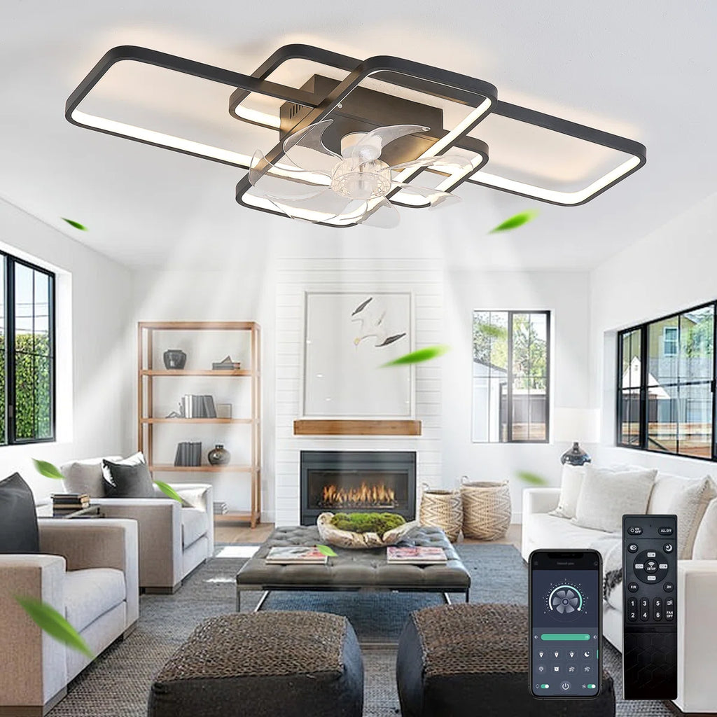 Siittoo 40.5" 7 - Blade Reversible Dimmable LED Flush Mount Ceiling Fan With Remote Control And App