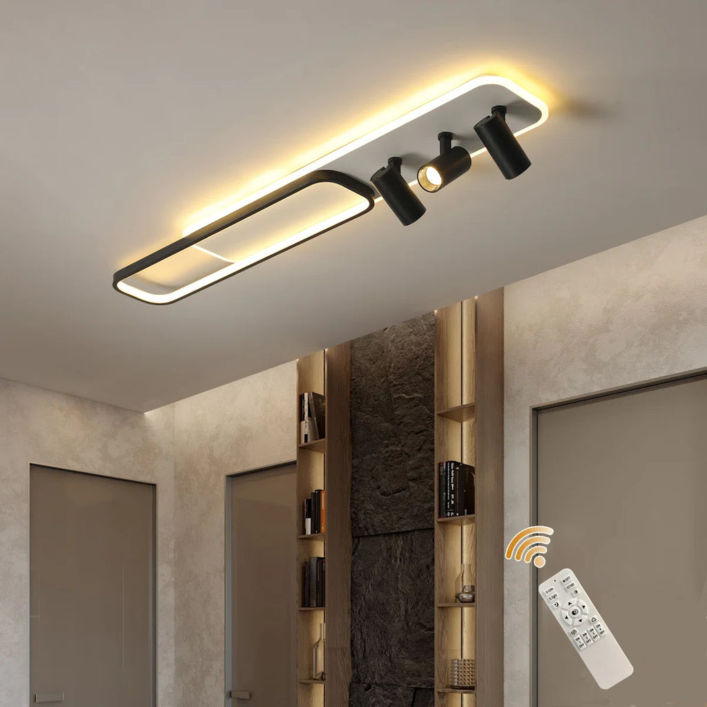 Siittoo  5 - Light 43.3" Dimmable Metal Rectangle LED Flush Mount with Remote