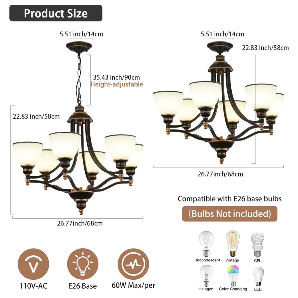 Siittoo 6 - Light Dimmable Classic / Traditional Chandelier