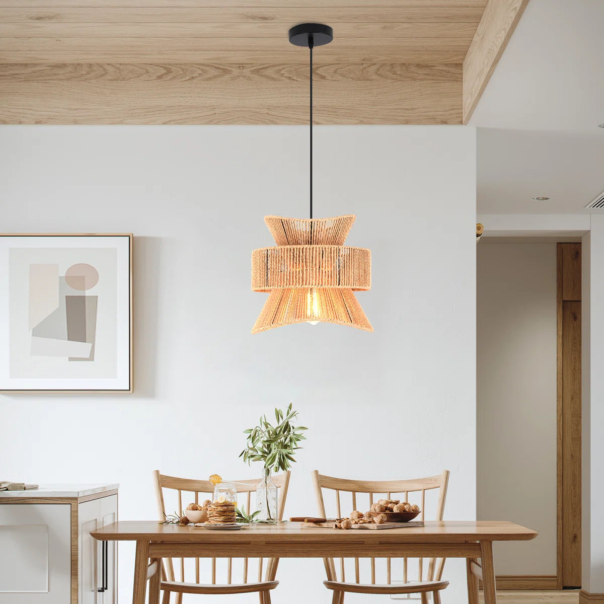 Siittoo Highwoods 1 - Light Farmhouse Boho Rattan Pendant Light