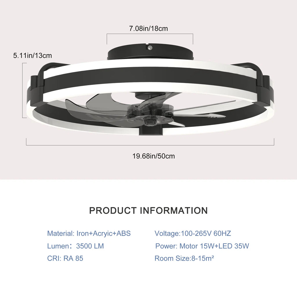 Siittoo 20" 6-Speed LED Dimmable Reversible Modern Caged Ceiling Fan With Light And Remote Control