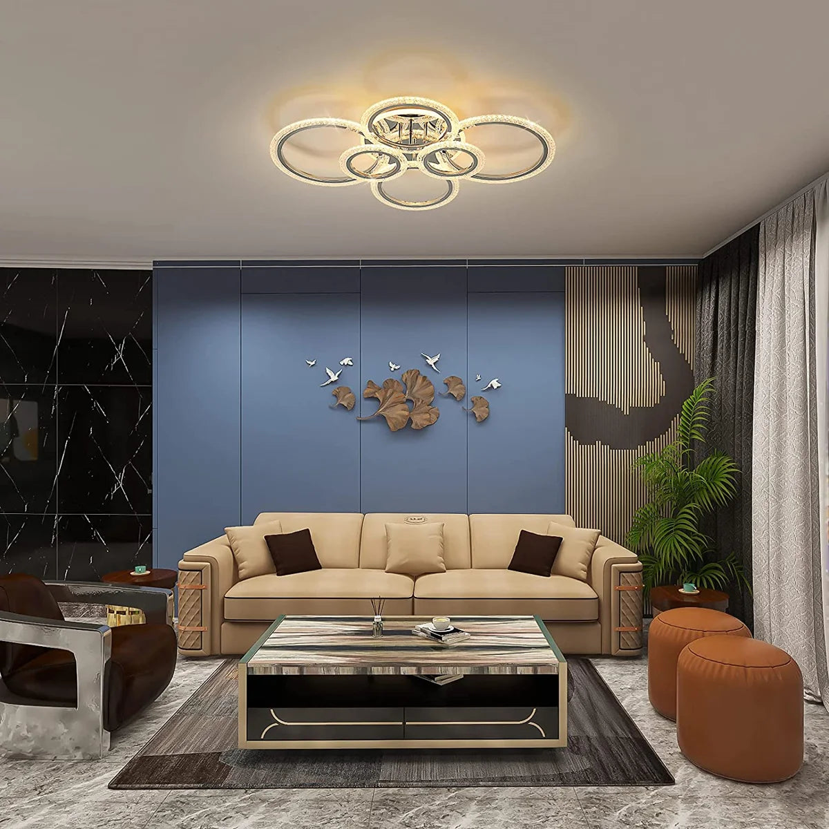 Siittoo  6 - Light 31.5'' Acrylic LED Flush Moun