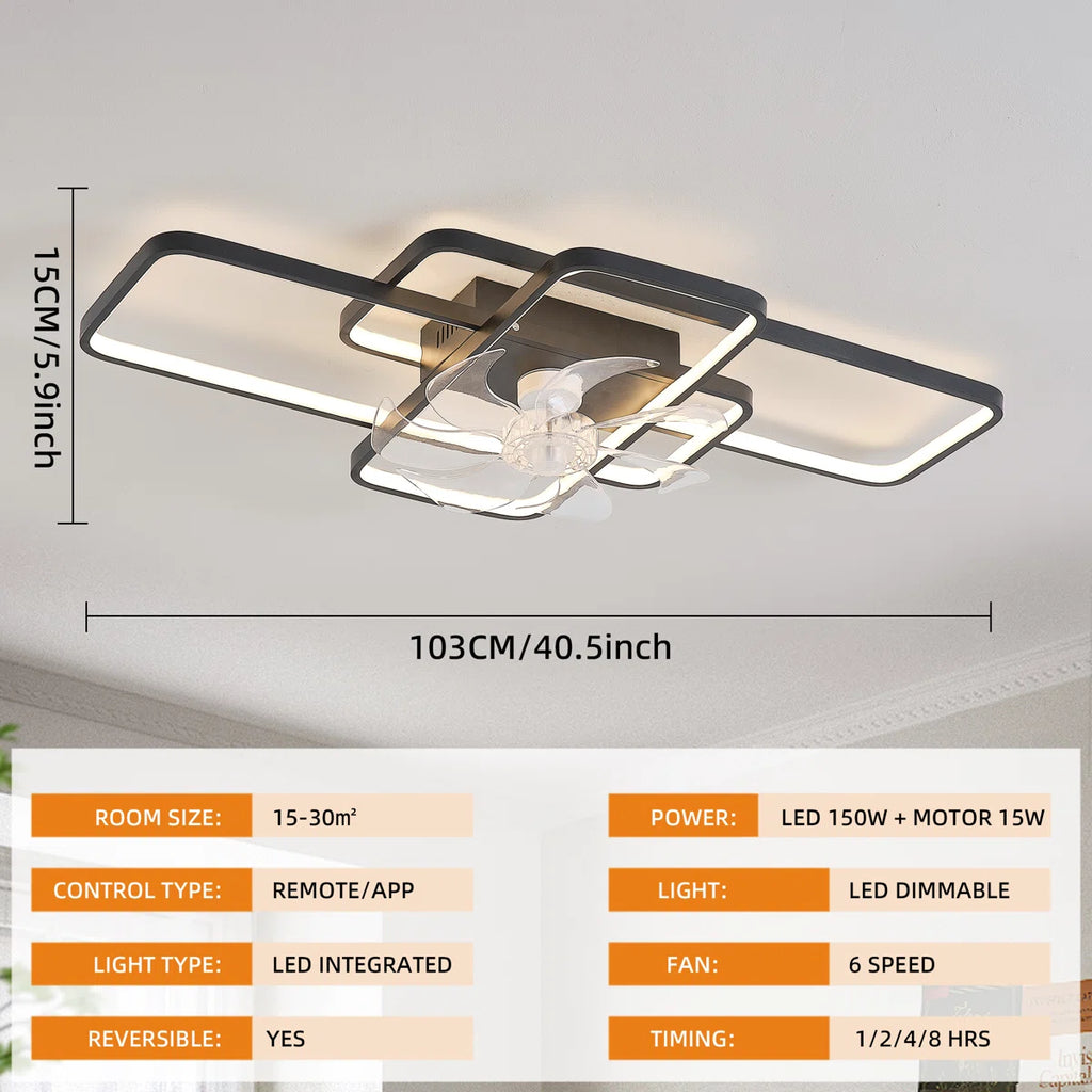 Siittoo 40.5" 7 - Blade Reversible Dimmable LED Flush Mount Ceiling Fan With Remote Control And App