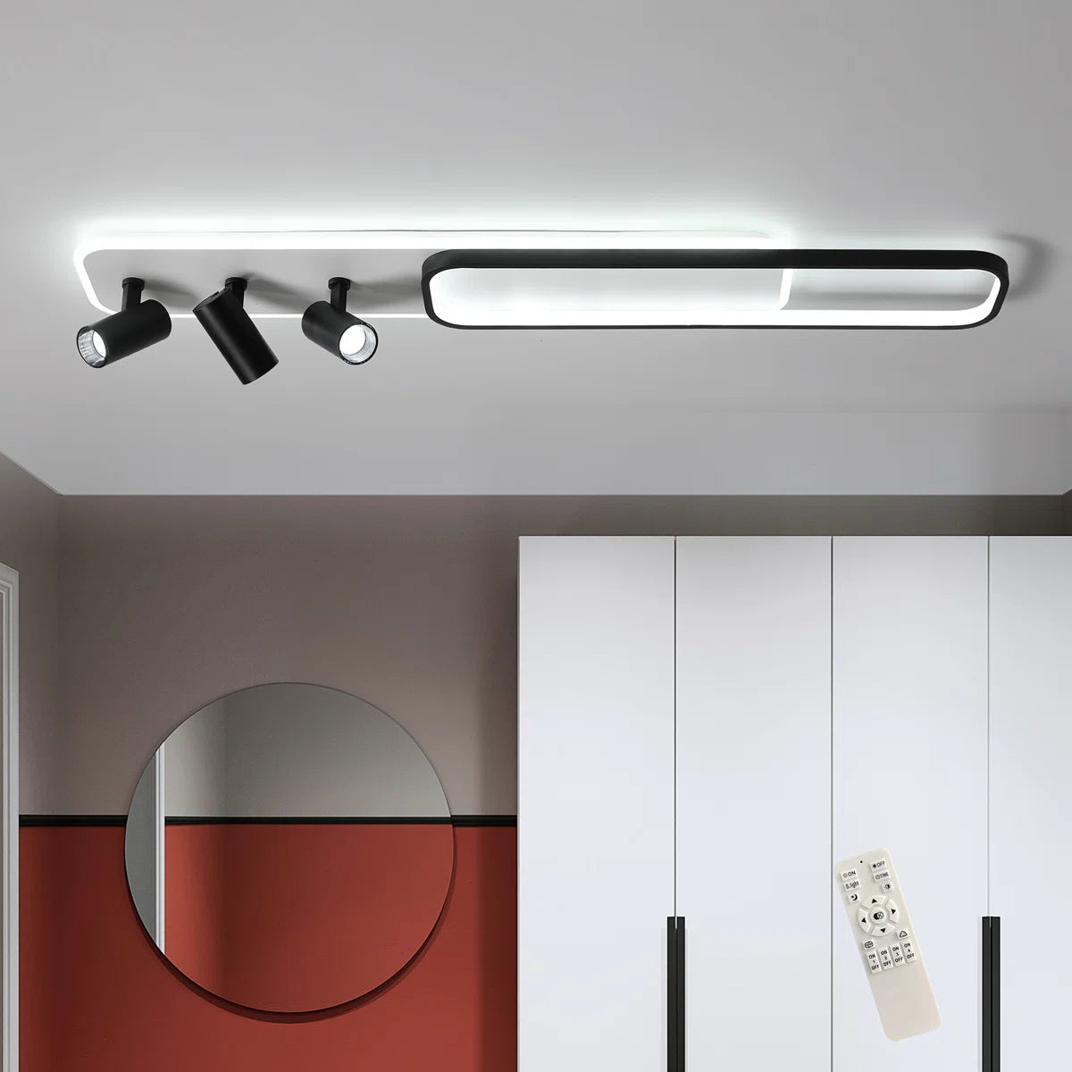 Siittoo  5 - Light 43.3" Dimmable Metal Rectangle LED Flush Mount with Remote