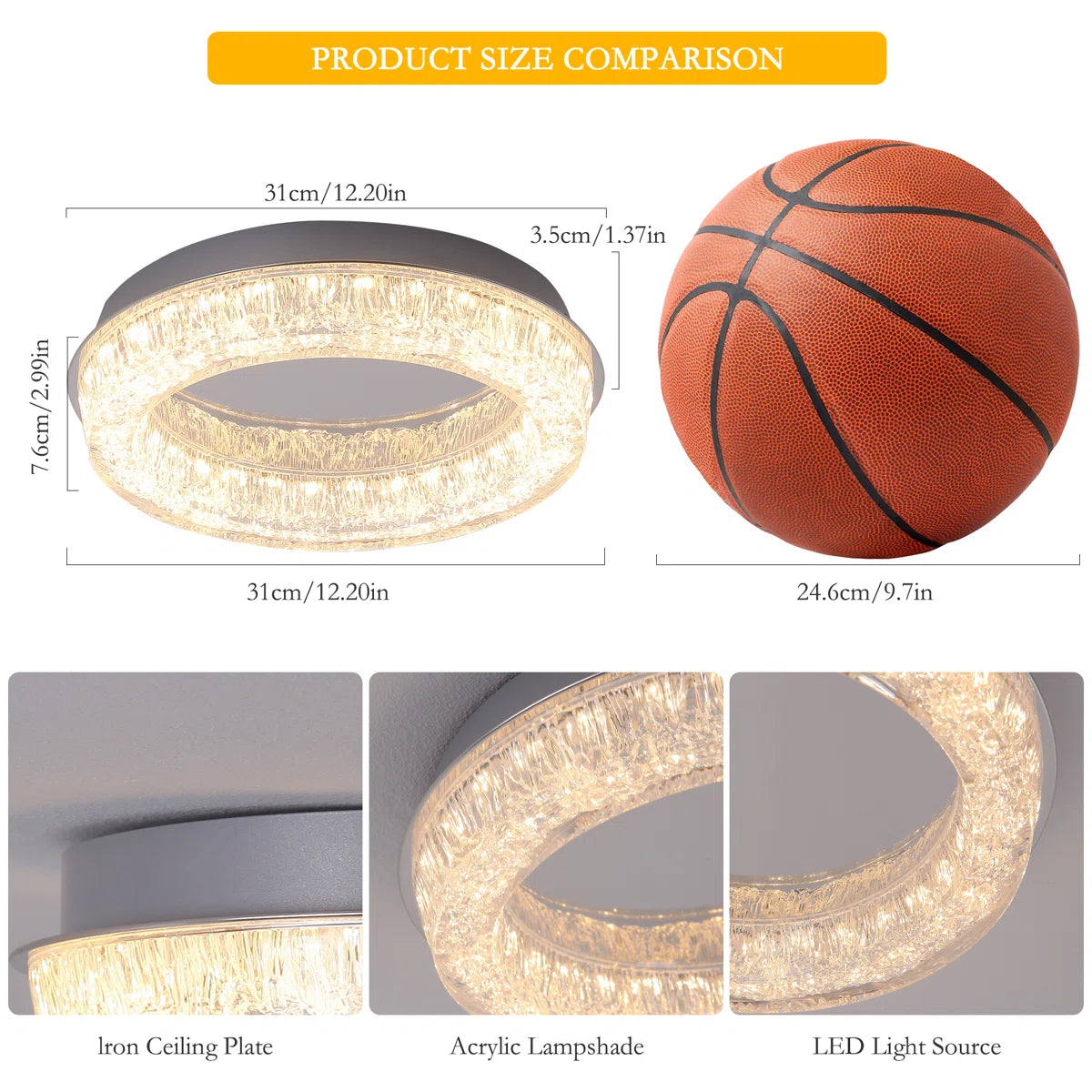 Siittoo 12.20" LED Dimmable Flush Mount