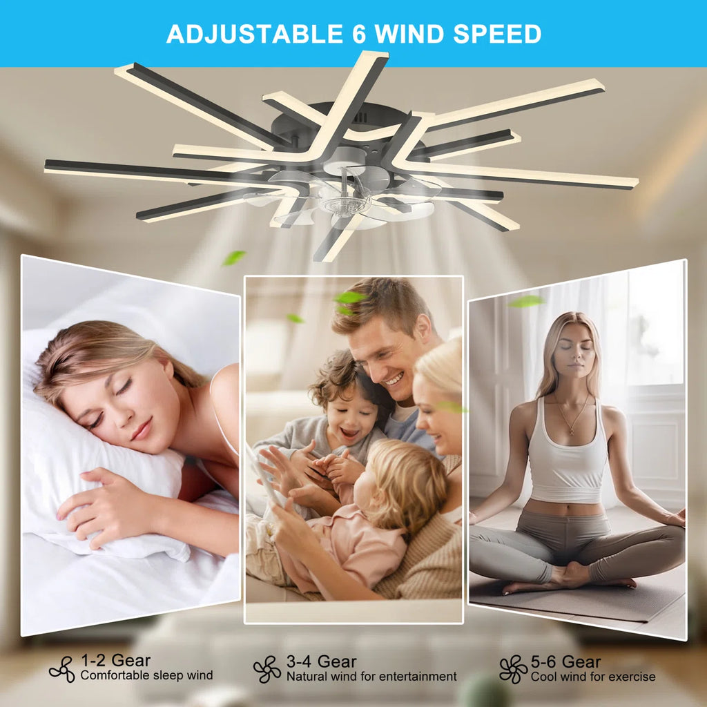 Siittoo 35.43" 7 - Blade Reversible LED Dimmable Ceiling Fan With Light And Remote