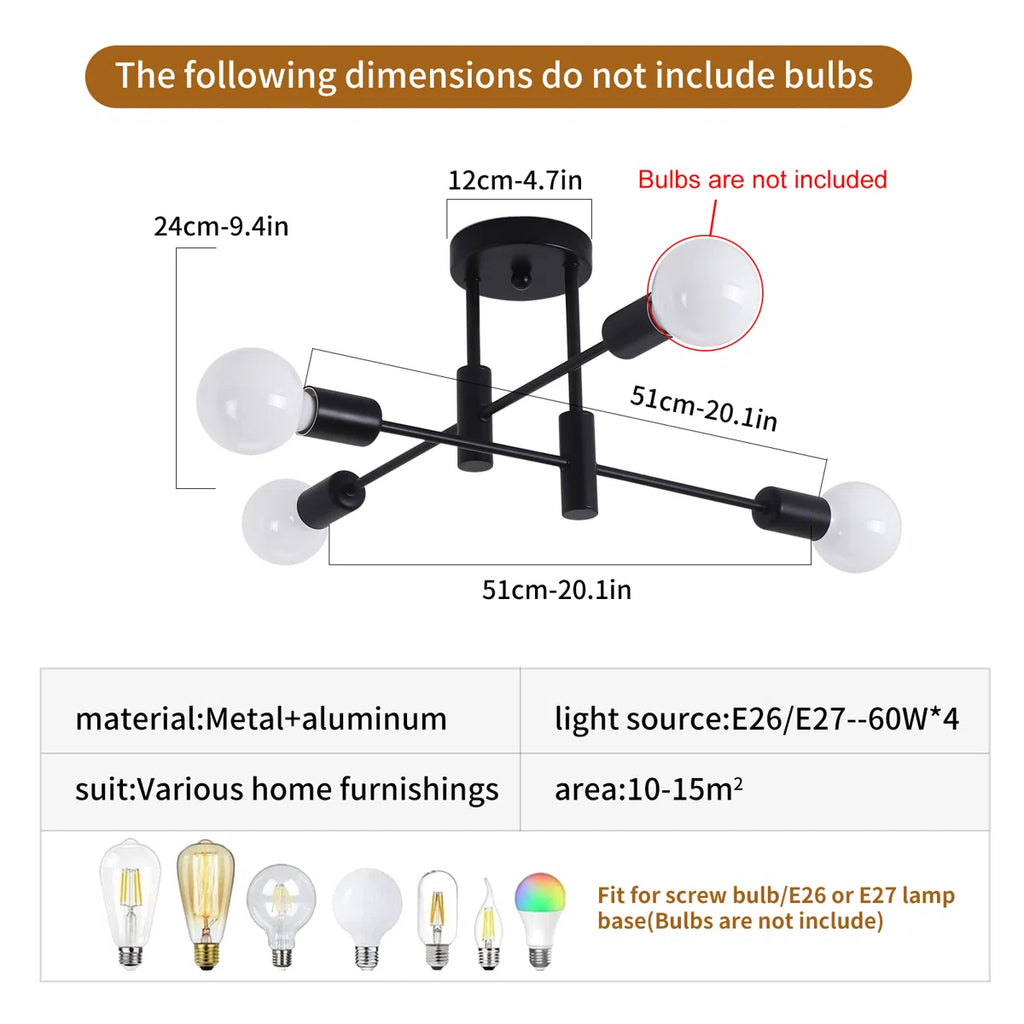 Siittoo  4 - Light Dimmable Sputnik Sphere Chandelier