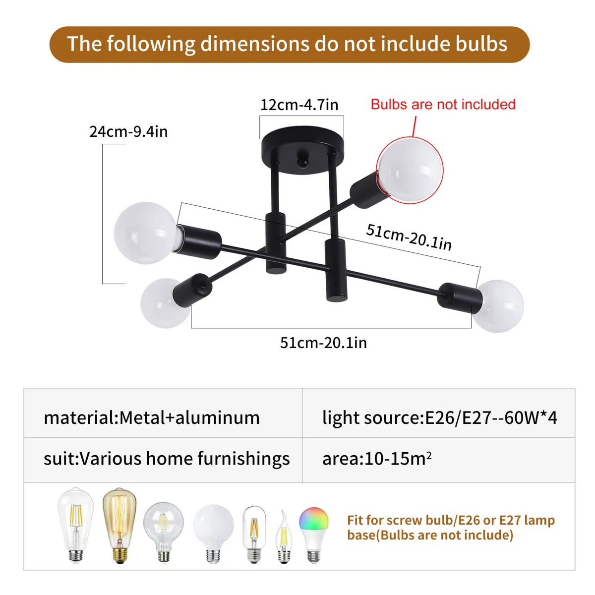 Siittoo  4 - Light Dimmable Sputnik Sphere Chandelier