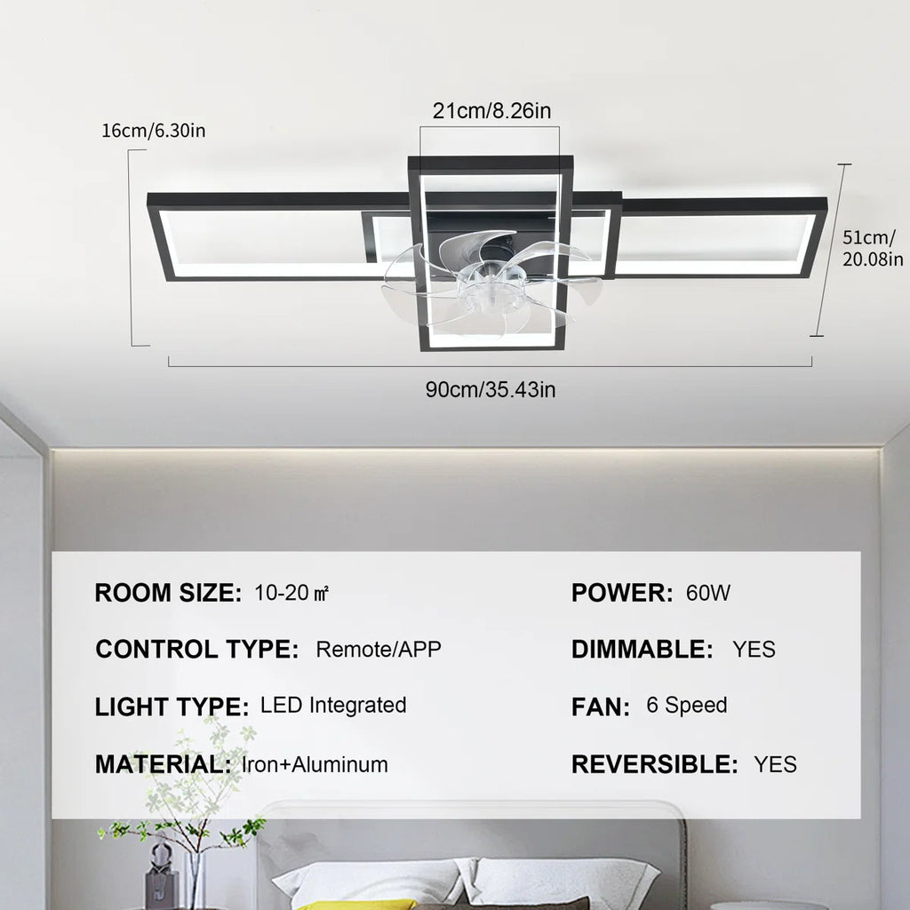 Siittoo 35.43" 7 - Blade Dimmable LED Reversible Ceiling Fan With Light And Remote Control