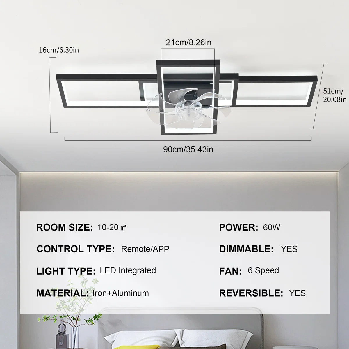 Siittoo 35.43" 7 - Blade Dimmable LED Reversible Ceiling Fan With Light And Remote Control