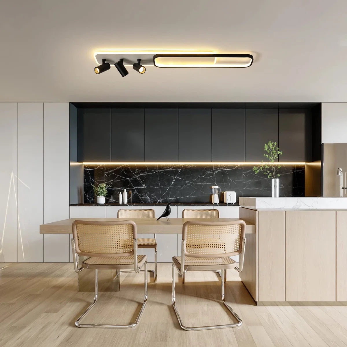Siittoo  5 - Light 43.3" Dimmable Metal Rectangle LED Flush Mount with Remote