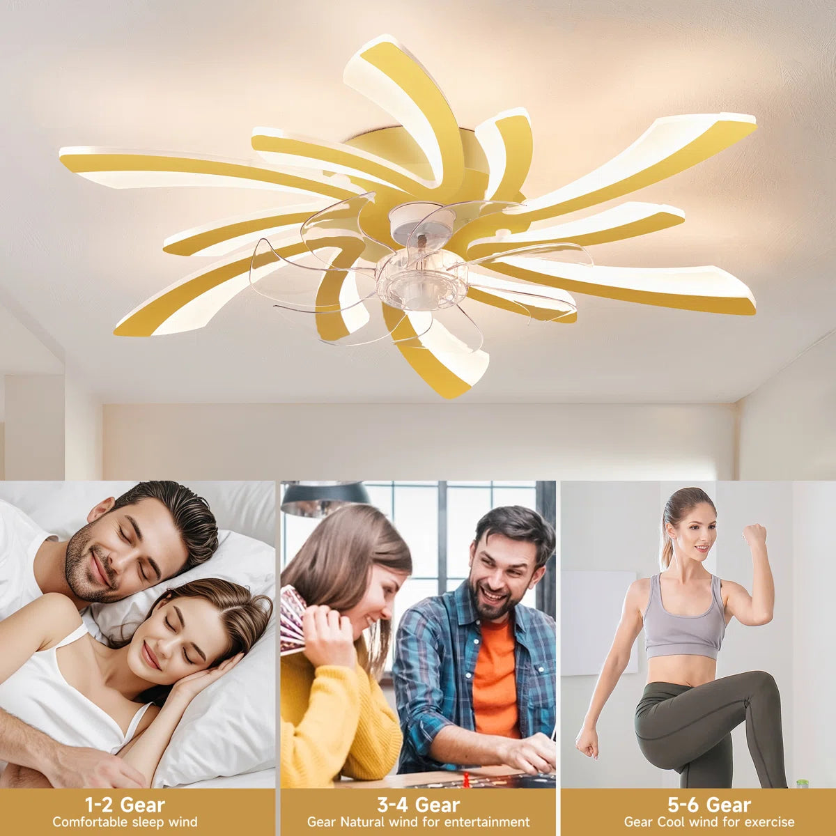 Siittoo  30.71" 7 - Blade Reversible LED Dimmable Ceiling Fan With Light And Remote