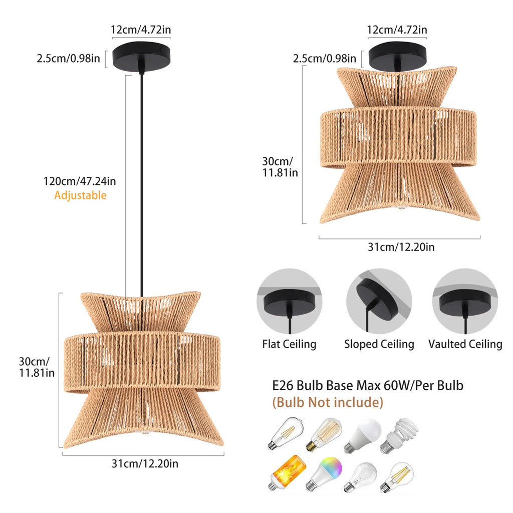 Siittoo Highwoods 1 - Light Farmhouse Boho Rattan Pendant Light