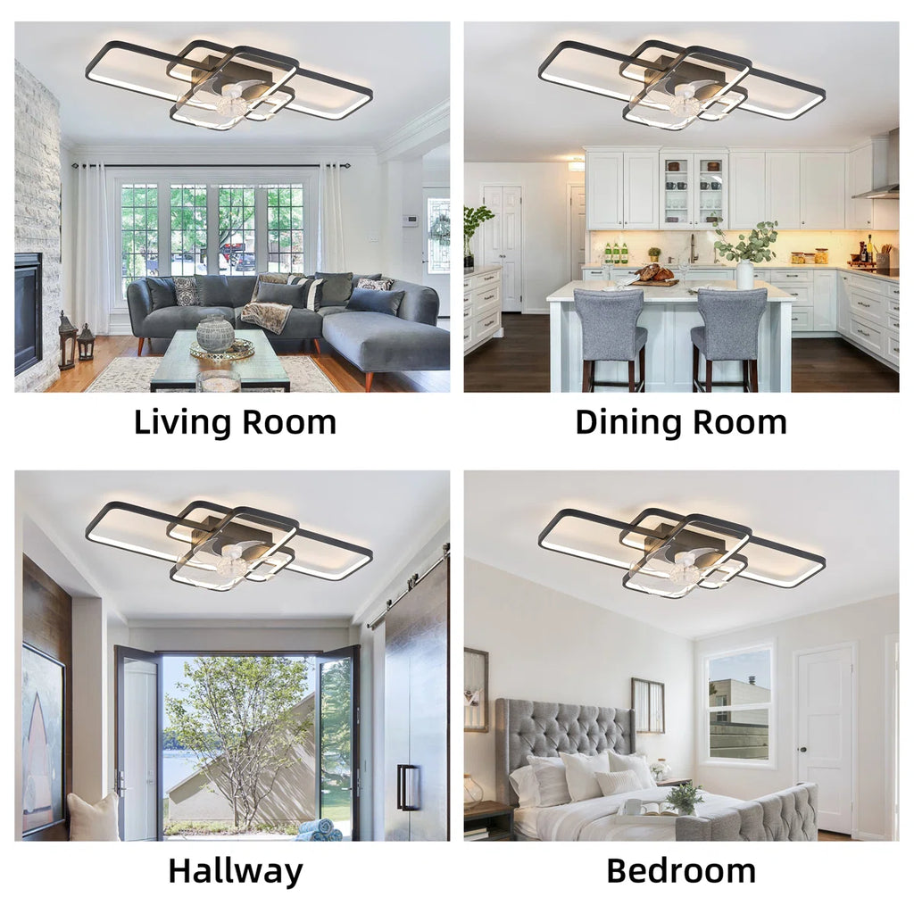 Siittoo 40.5" 7 - Blade Reversible Dimmable LED Flush Mount Ceiling Fan With Remote Control And App