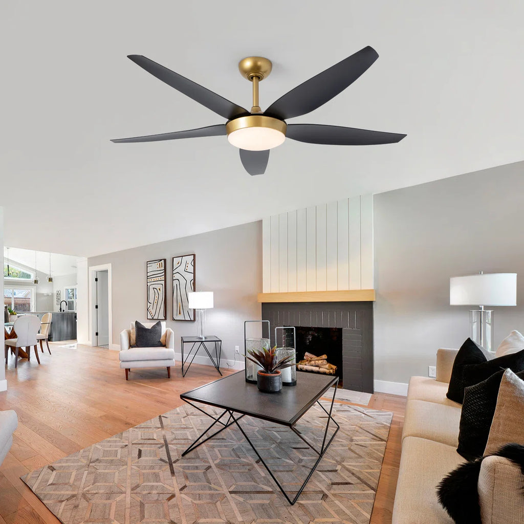 Siittoo 56" 5 - Blade Reversible Ceiling Fan With LED Light and Remote Control