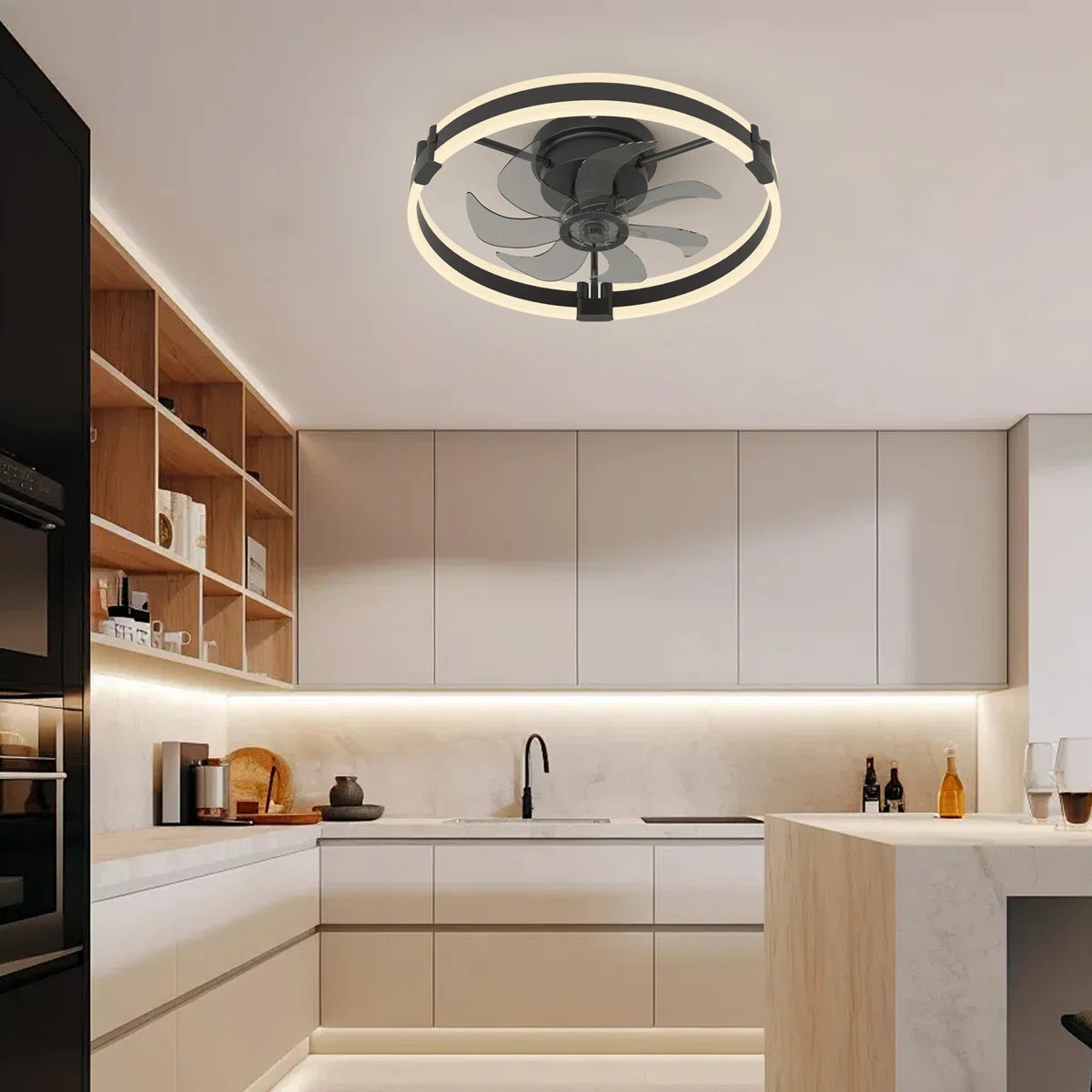 Siittoo 20" 6-Speed LED Dimmable Reversible Modern Caged Ceiling Fan With Light And Remote Control