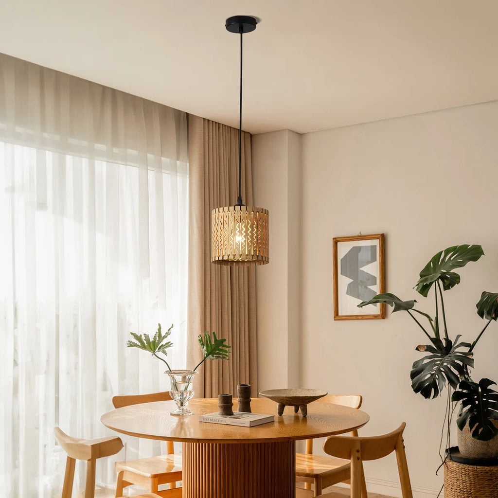 Siittoo Farmhouse Boho Wooden Pendant Light (Set of 3)