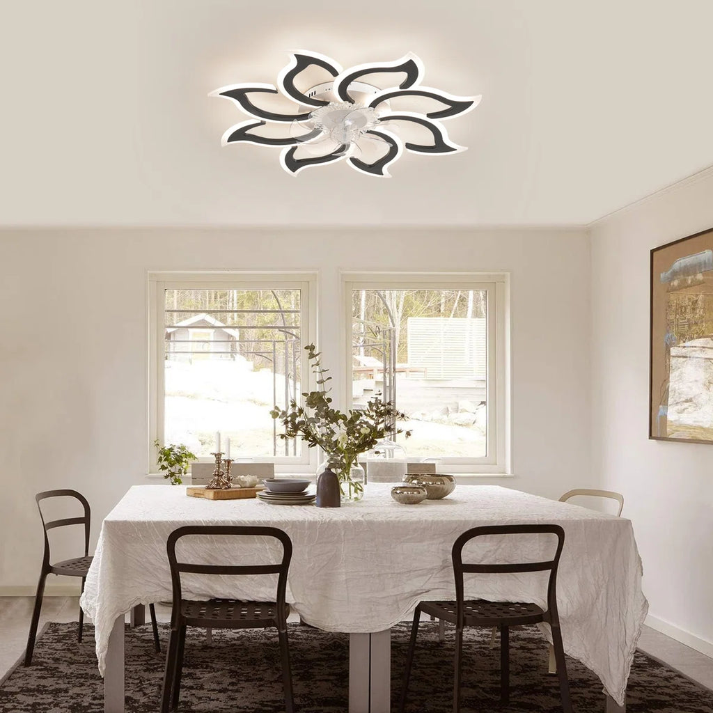 Siittoo 37.4'' 7- Blade Dimmable LED Reversible Flush Mount Ceiling Fan With Remote And App