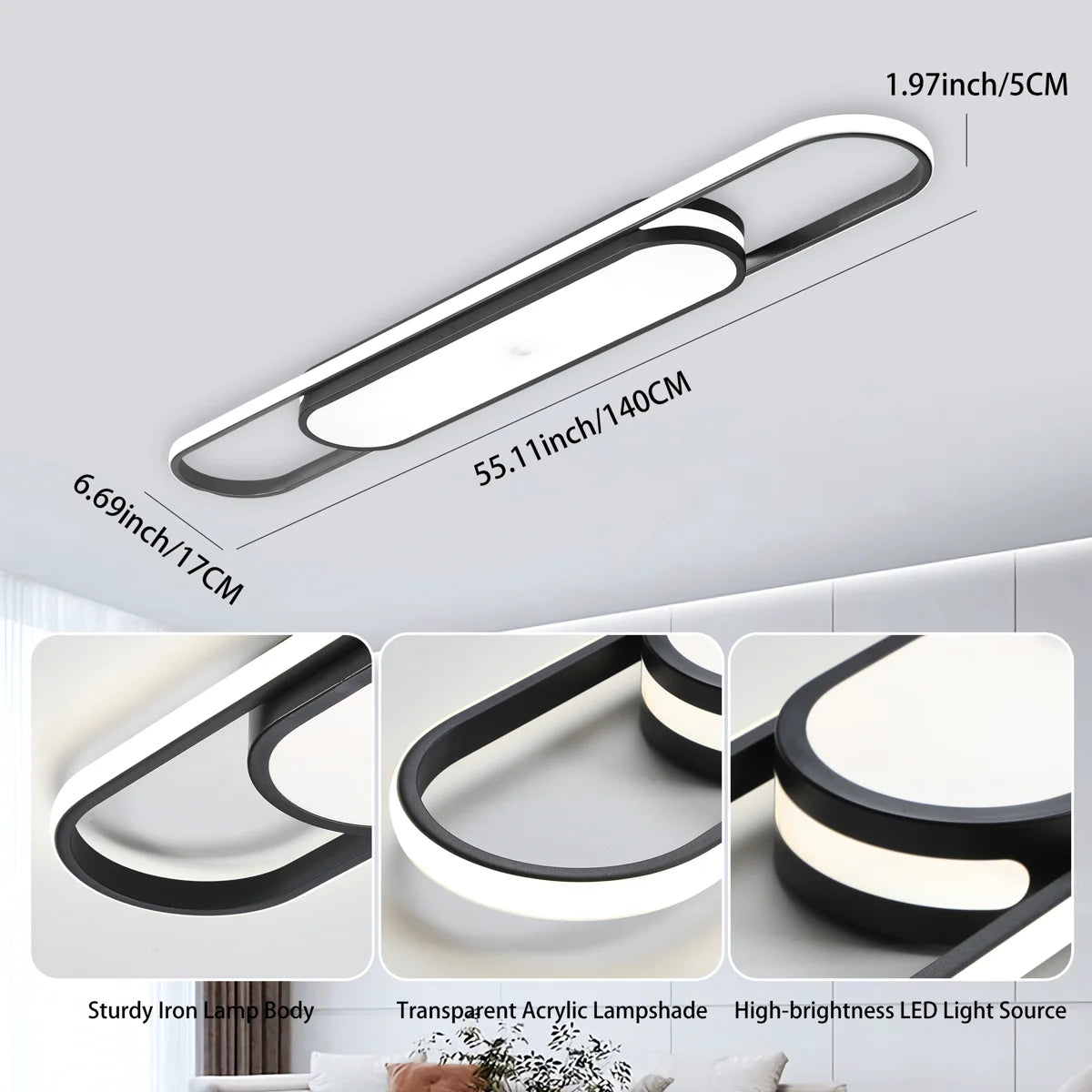 Siittoo  1 - Light 55.1" LED Flush Mount