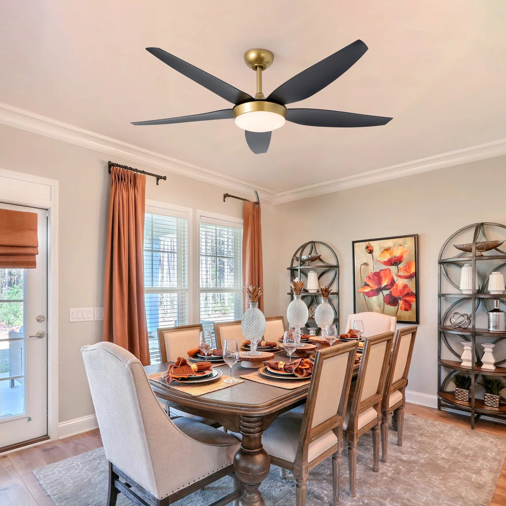 Siittoo 56" 5 - Blade Reversible Ceiling Fan With LED Light and Remote Control