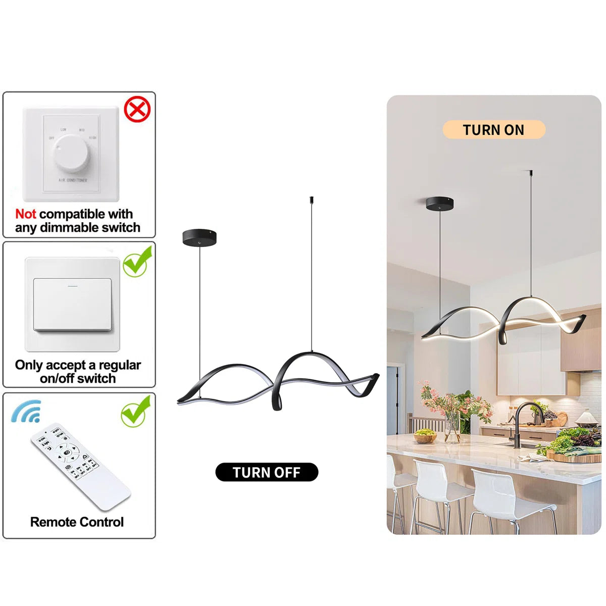Siittoo 2 - Light LED Kitchen Island Pendant
