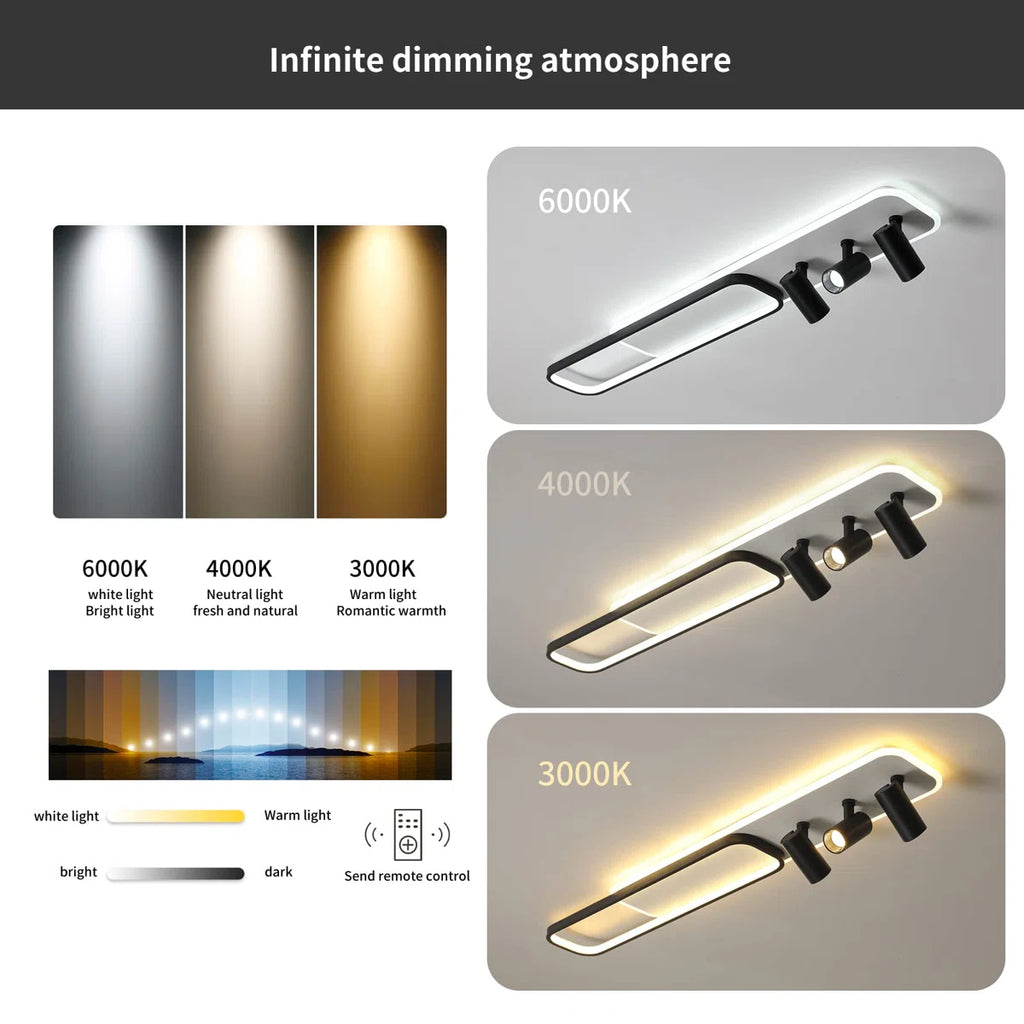 Siittoo  5 - Light 43.3" Dimmable Metal Rectangle LED Flush Mount with Remote