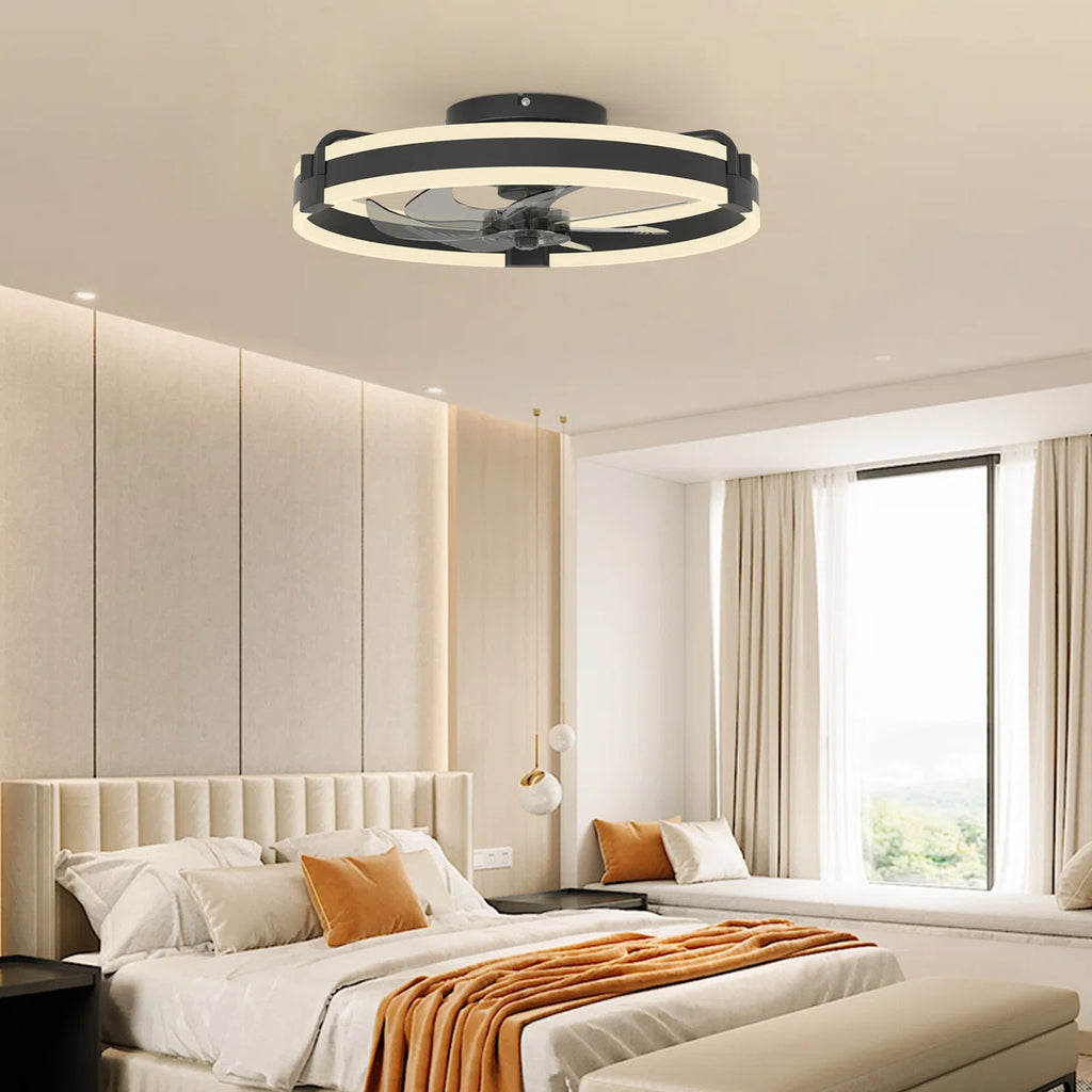 Siittoo 20" 6-Speed LED Dimmable Reversible Modern Caged Ceiling Fan With Light And Remote Control