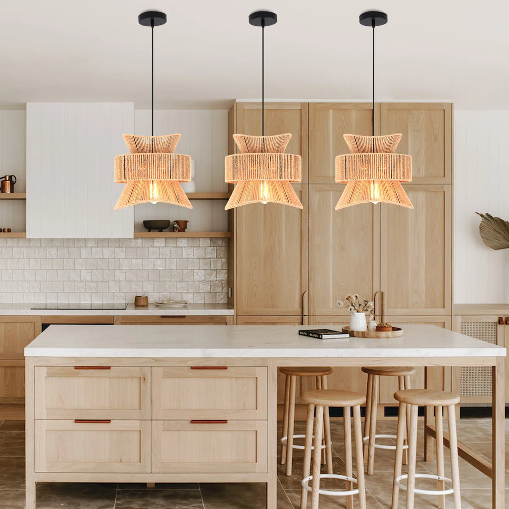 Siittoo Highwoods 1 - Light Farmhouse Boho Rattan Pendant Light