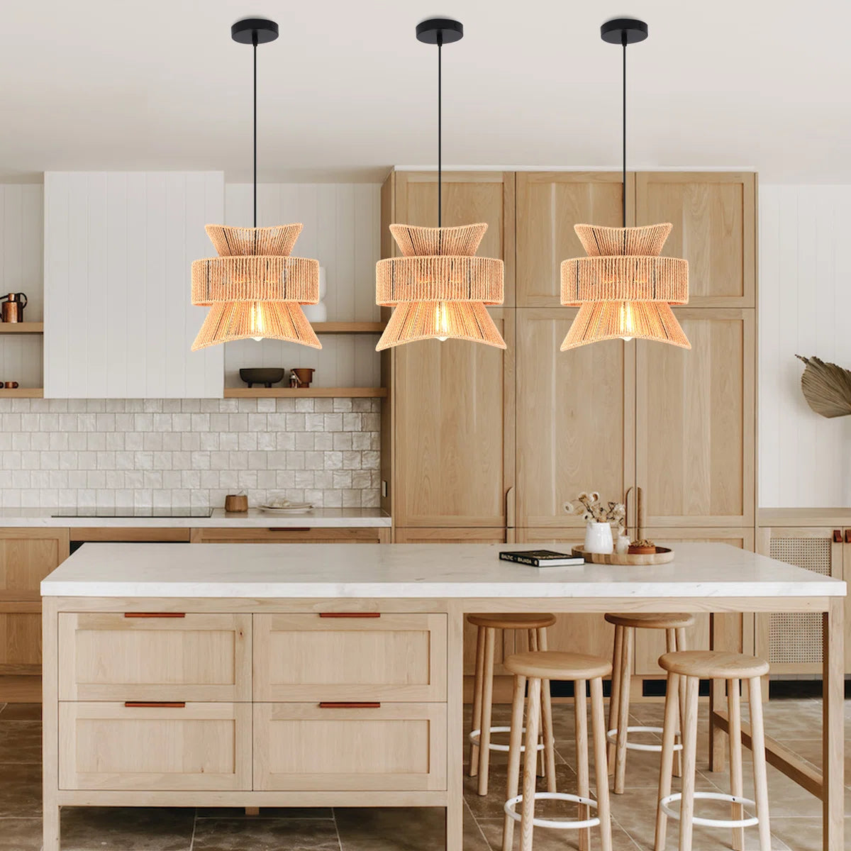 Siittoo Highwoods 1 - Light Farmhouse Boho Rattan Pendant Light