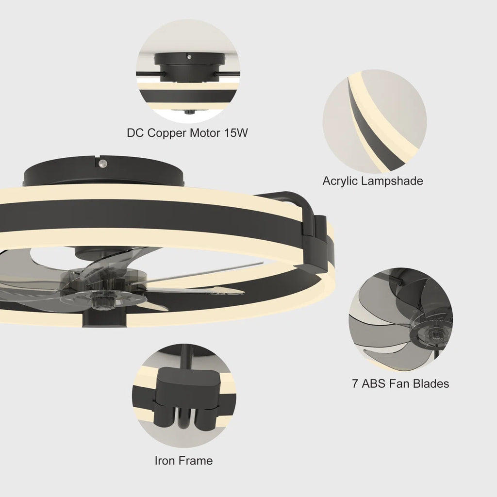 Siittoo 20" 6-Speed LED Dimmable Reversible Modern Caged Ceiling Fan With Light And Remote Control