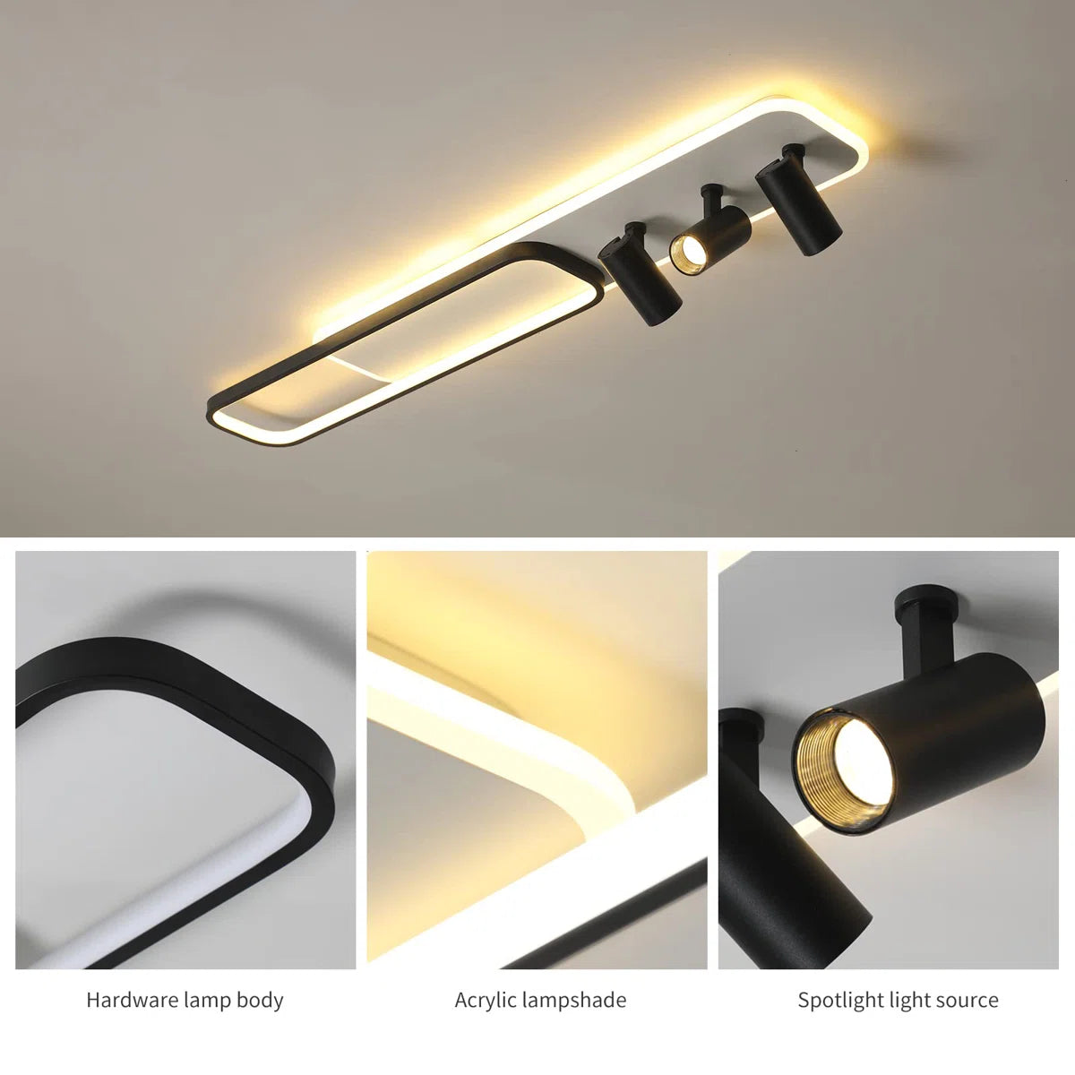 Siittoo  5 - Light 43.3" Dimmable Metal Rectangle LED Flush Mount with Remote