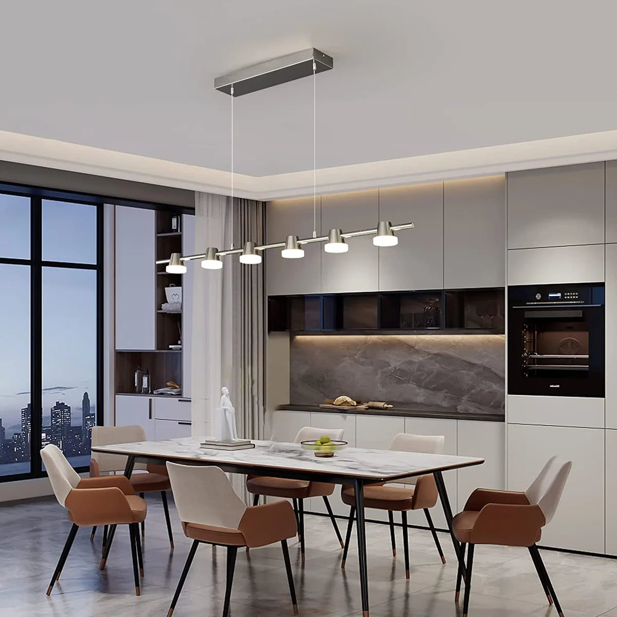 Siittoo 6 - Light Chrome LED Kitchen Island Pendant