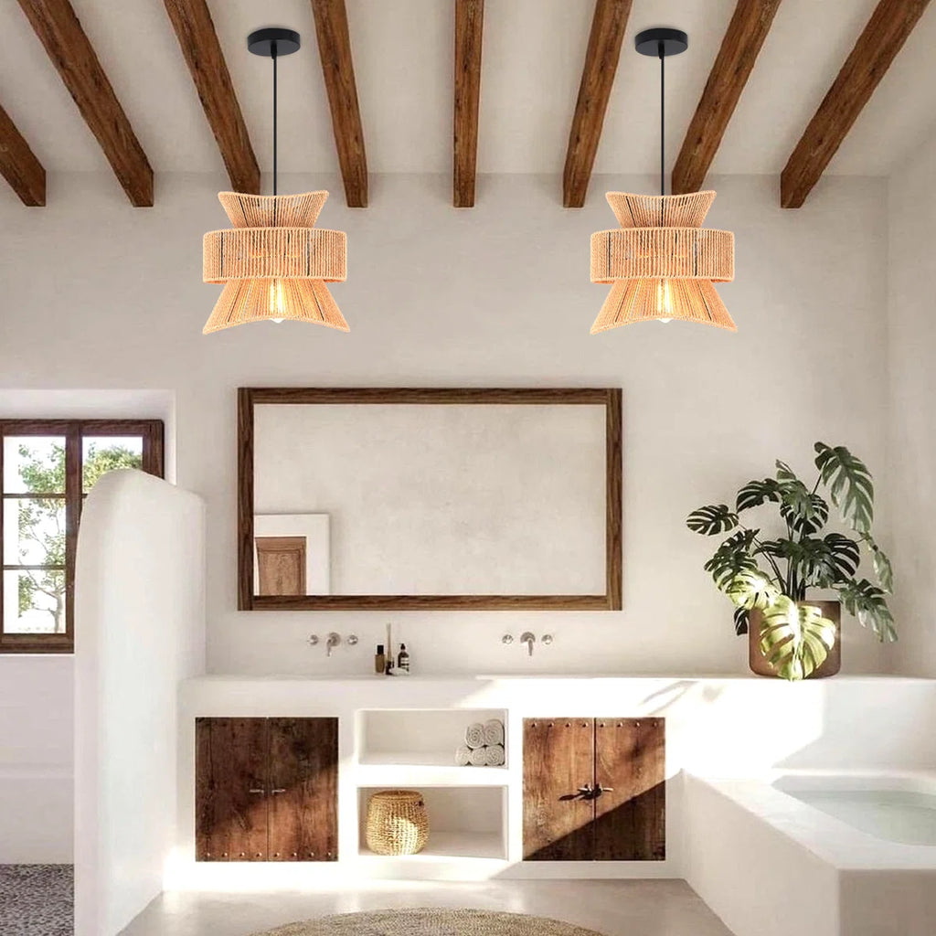 Siittoo Highwoods 1 - Light Farmhouse Boho Rattan Pendant Light
