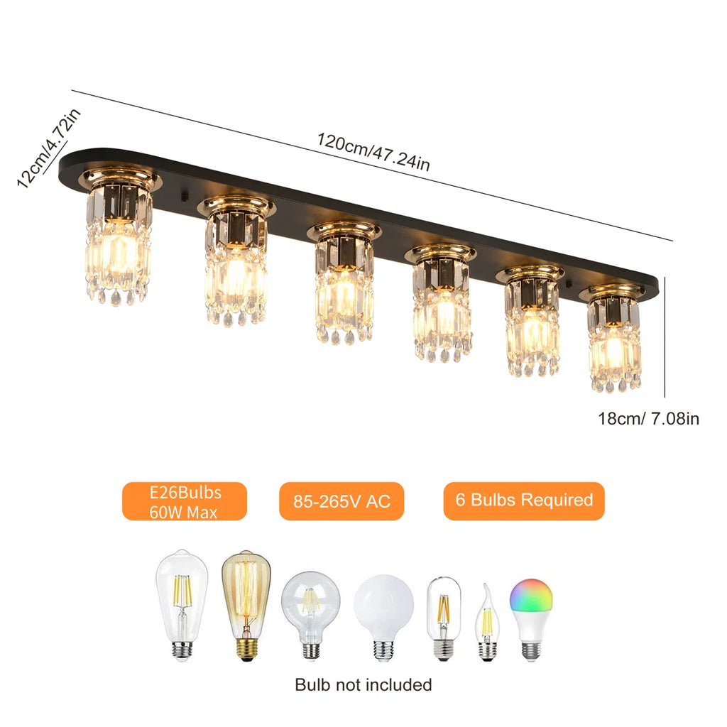 Siittoo 6 - Light 47.24" Crystal Dimmable Flush Mount By House of Hampton®