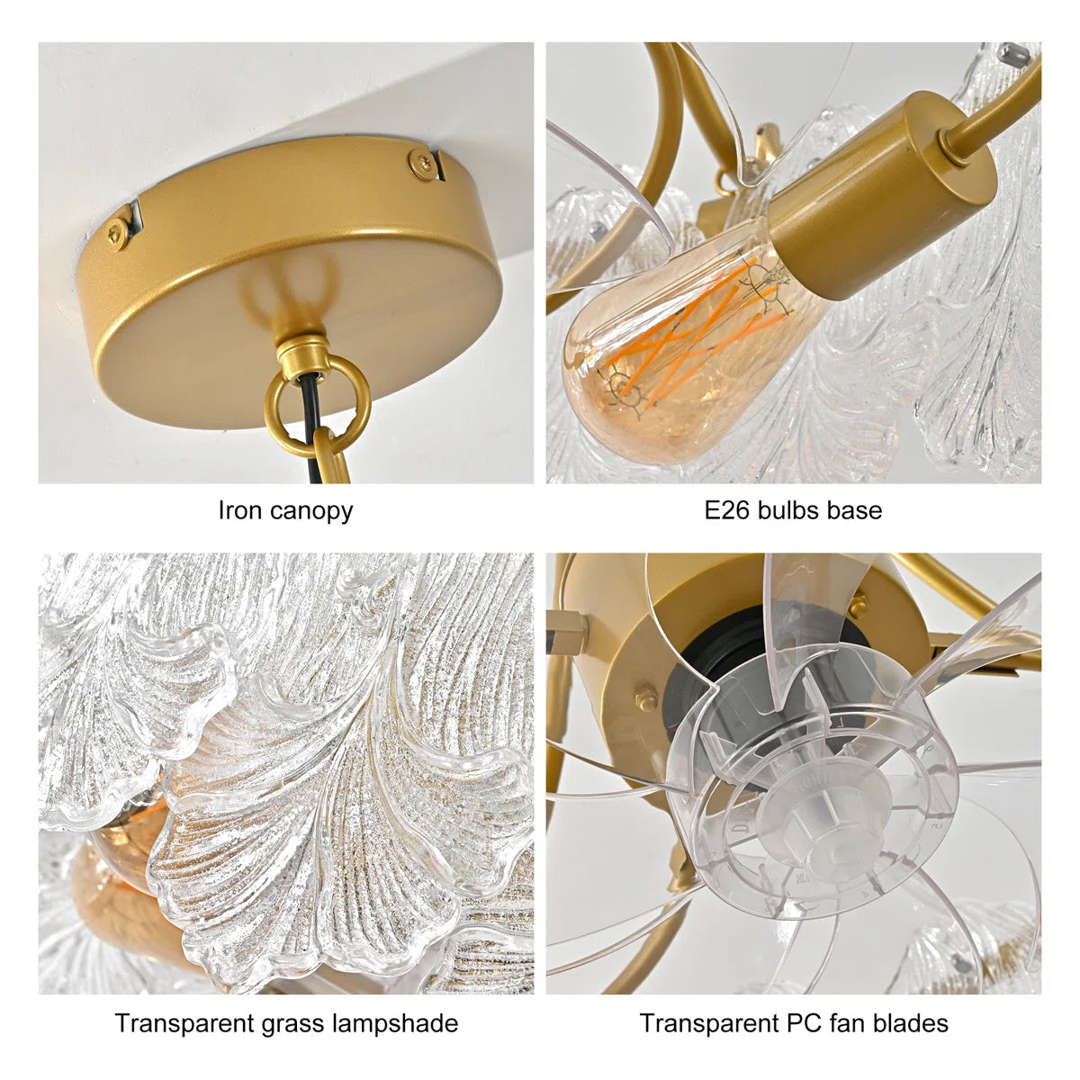 Siittoo 22.64'' Crystal Caged Chandelier Ceiling Fan With Light Kit And Remote Control