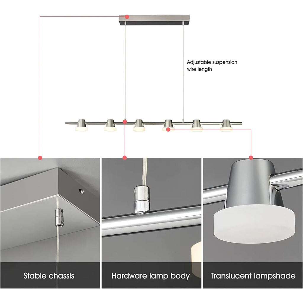 Siittoo 6 - Light Chrome LED Kitchen Island Pendant