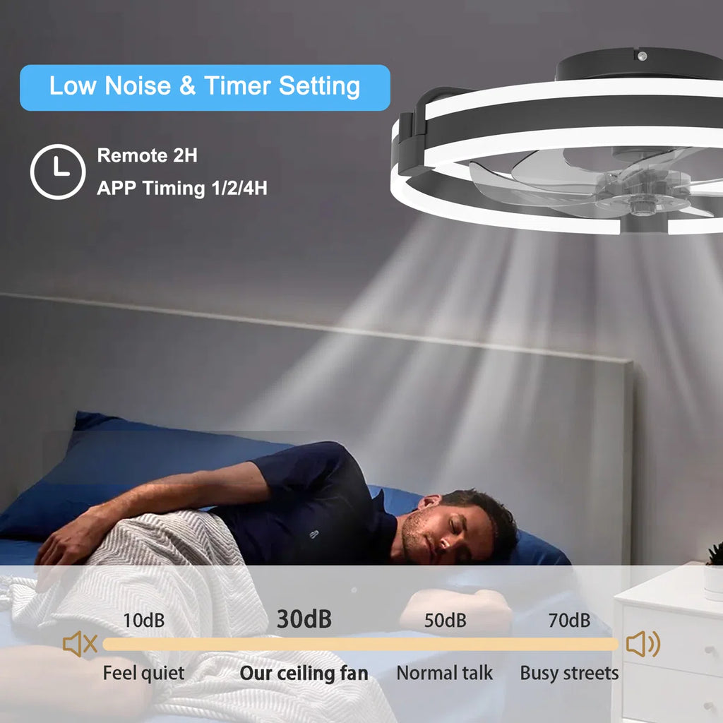 Siittoo 20" 6-Speed LED Dimmable Reversible Modern Caged Ceiling Fan With Light And Remote Control
