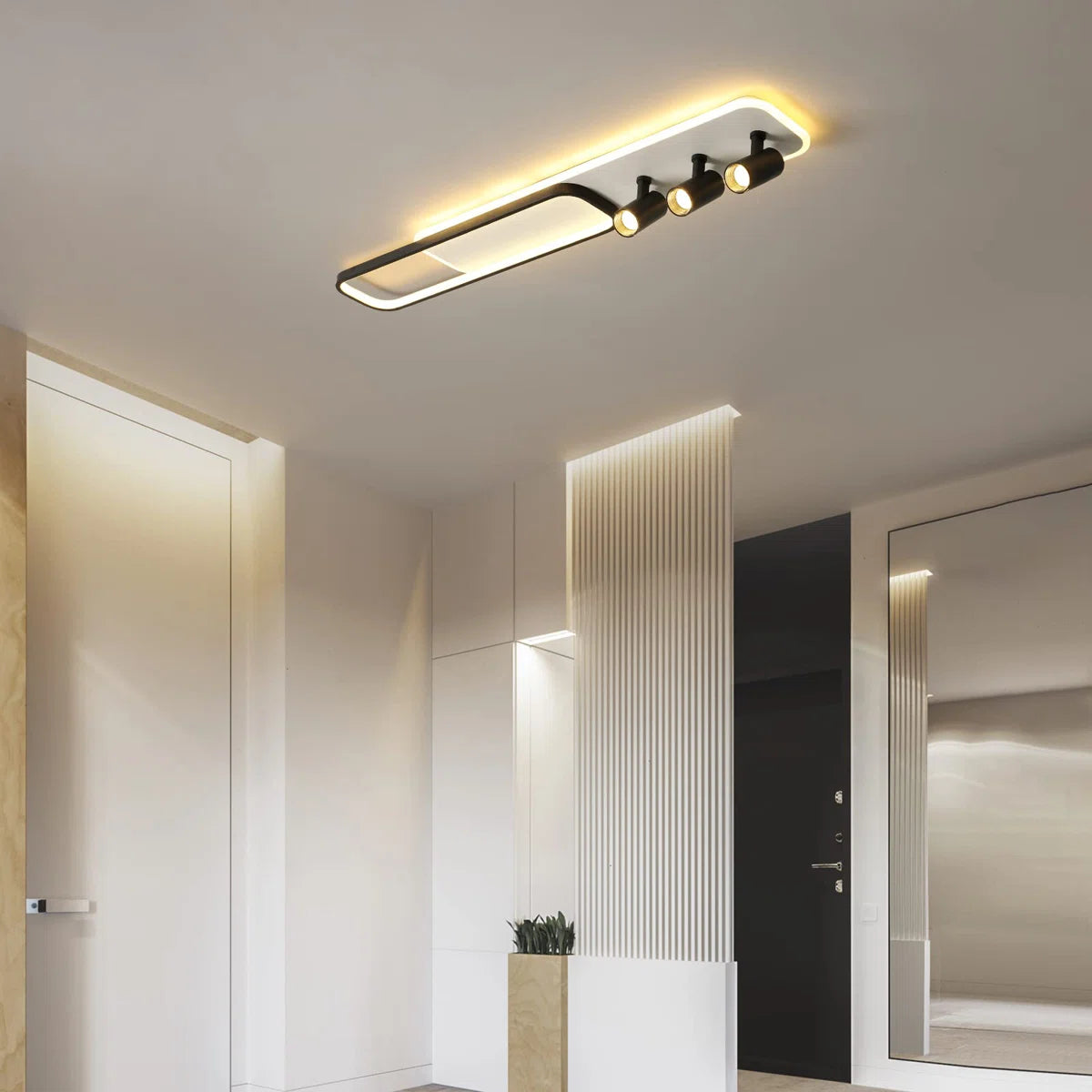 Siittoo  5 - Light 43.3" Dimmable Metal Rectangle LED Flush Mount with Remote