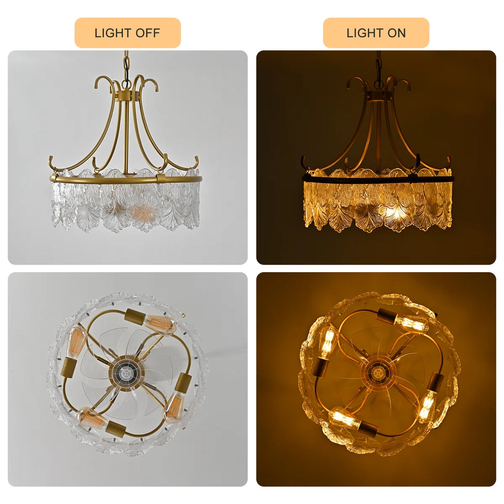 Siittoo 22.64'' Crystal Caged Chandelier Ceiling Fan With Light Kit And Remote Control