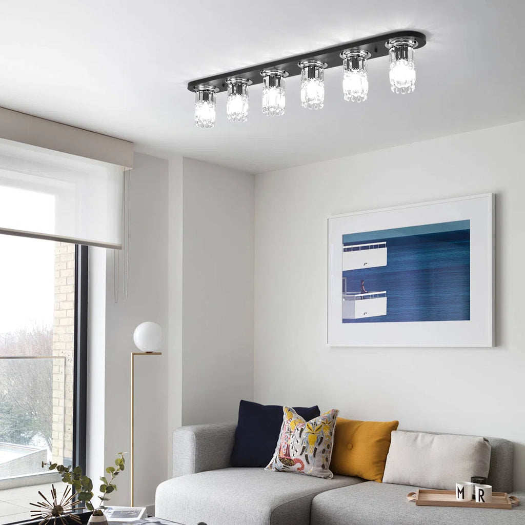 Siittoo 6 - Light 47.24" Crystal Dimmable Flush Mount By House of Hampton®
